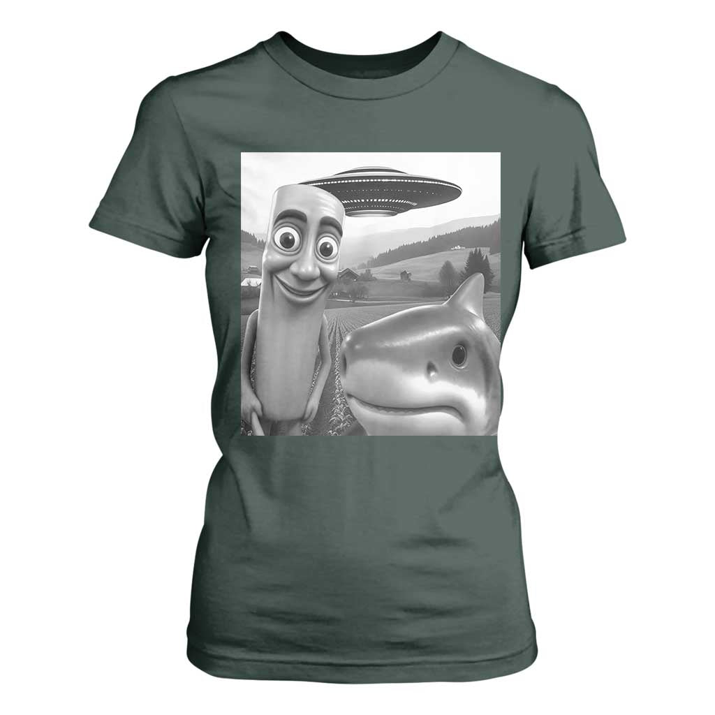 Funny Italian Brainrot Meme T Shirt For Women Funny Tung Tung Tung Sahur Tralalero Tralala Selfie TS10 Dark Forest Green Print Your Wear