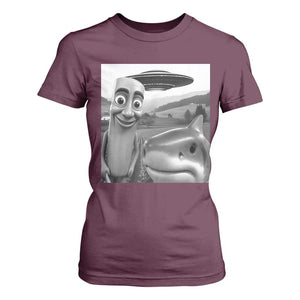 Funny Italian Brainrot Meme T Shirt For Women Funny Tung Tung Tung Sahur Tralalero Tralala Selfie TS10 Maroon Print Your Wear