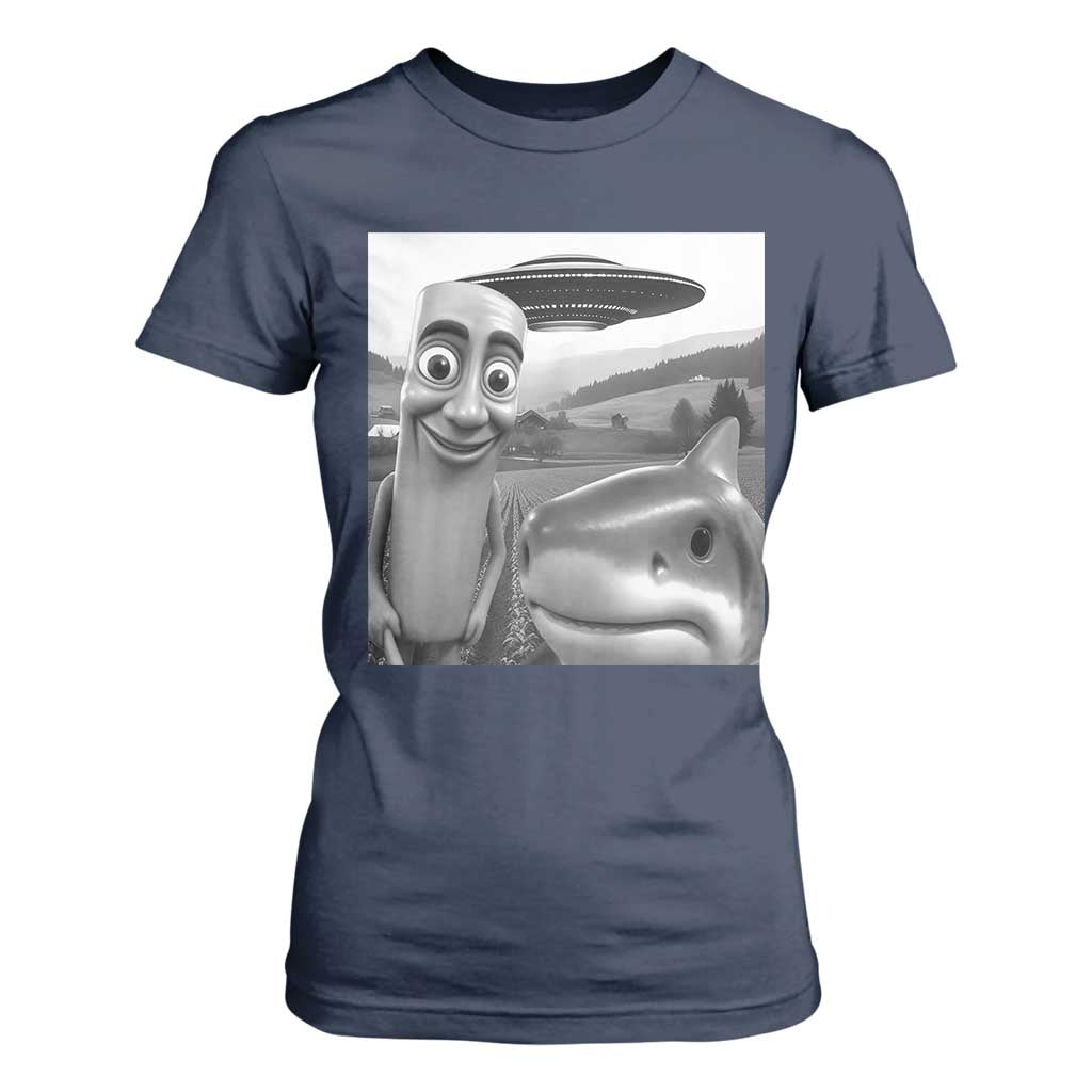 Funny Italian Brainrot Meme T Shirt For Women Funny Tung Tung Tung Sahur Tralalero Tralala Selfie TS10 Navy Print Your Wear