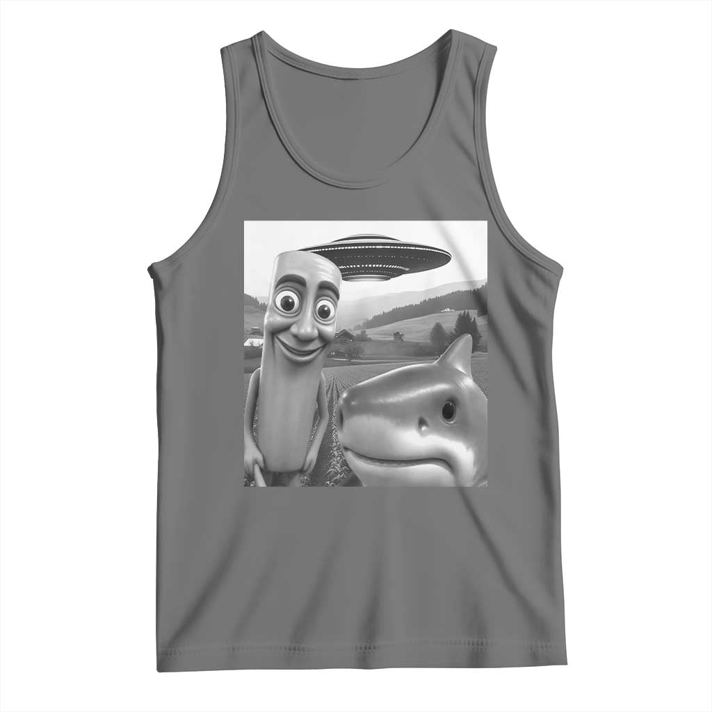 Funny Italian Brainrot Meme Tank Top Funny Tung Tung Tung Sahur Tralalero Tralala Selfie TS10 Black Heather Print Your Wear