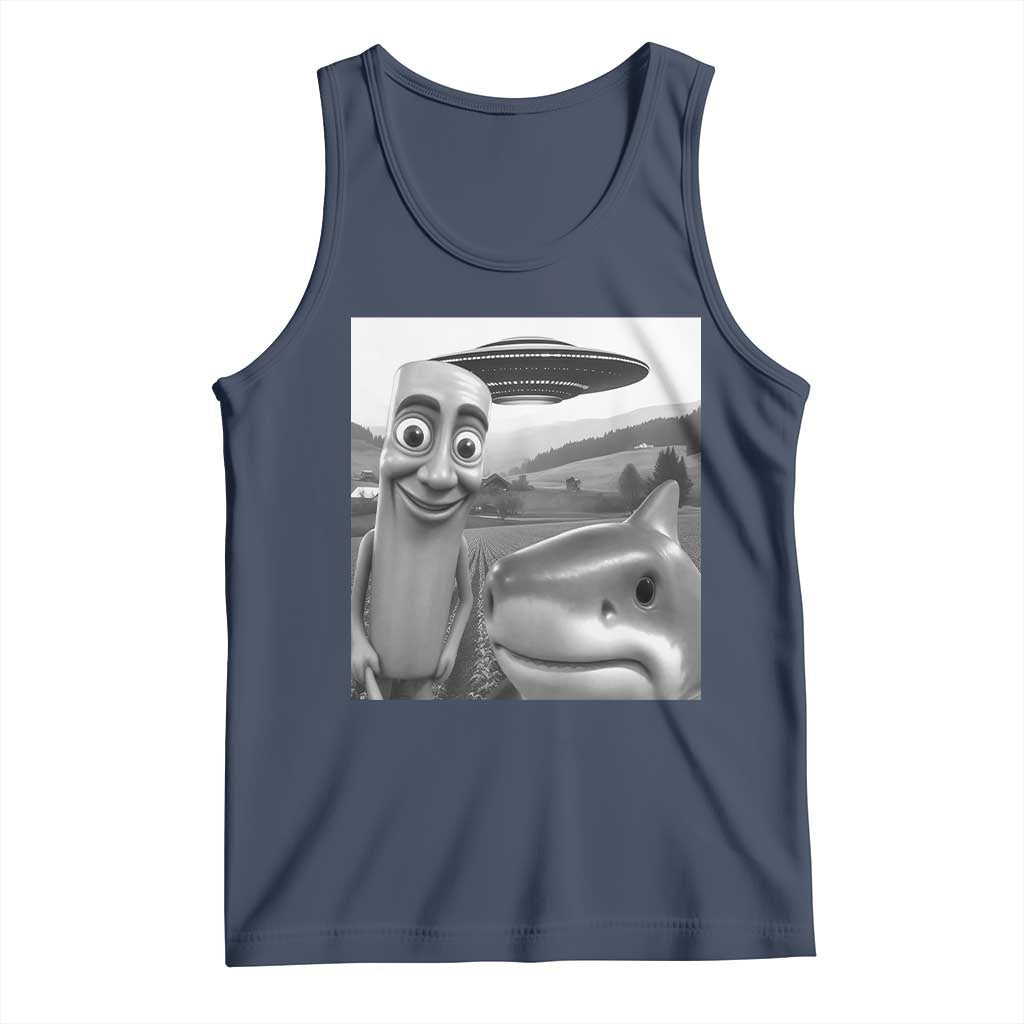 Funny Italian Brainrot Meme Tank Top Funny Tung Tung Tung Sahur Tralalero Tralala Selfie TS10 Navy Print Your Wear