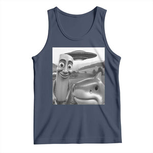 Funny Italian Brainrot Meme Tank Top Funny Tung Tung Tung Sahur Tralalero Tralala Selfie TS10 Navy Print Your Wear