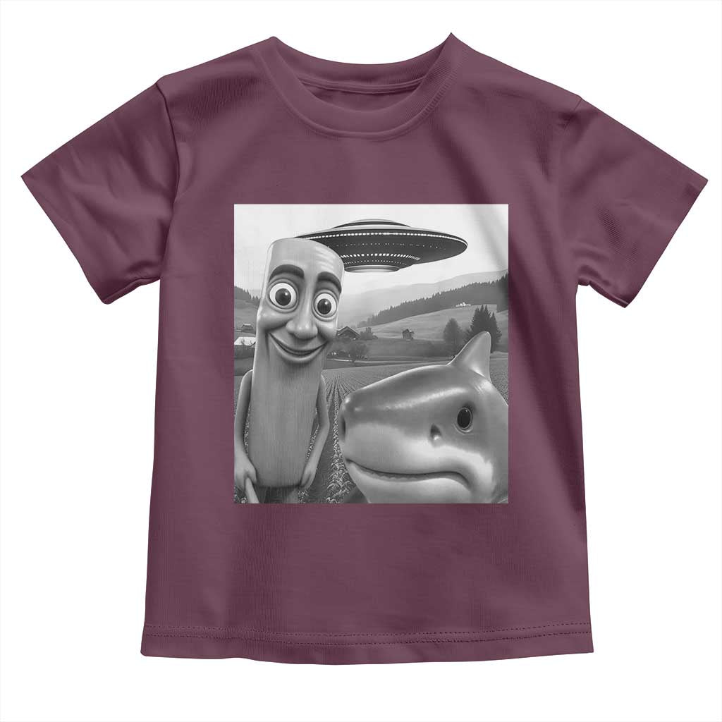 Funny Italian Brainrot Meme Toddler T Shirt Funny Tung Tung Tung Sahur Tralalero Tralala Selfie TS10 Maroon Print Your Wear