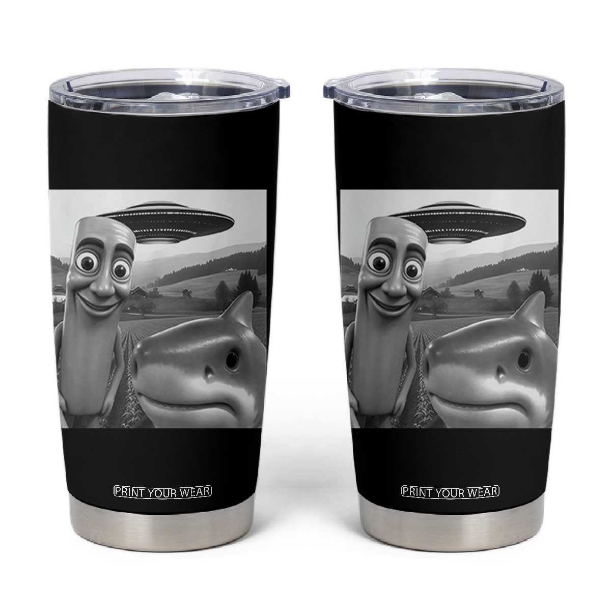 Funny Italian Brainrot Meme Tumbler Cup Funny Tung Tung Tung Sahur Tralalero Tralala Selfie TS10 Black Print Your Wear