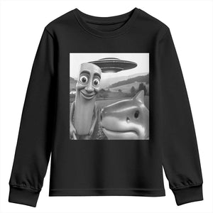Funny Italian Brainrot Meme Youth Sweatshirt Funny Tung Tung Tung Sahur Tralalero Tralala Selfie TS10 Black Print Your Wear