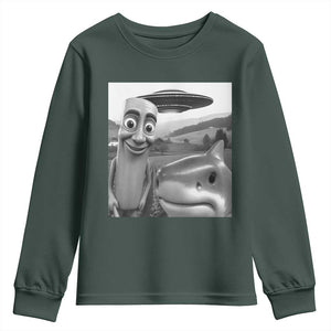 Funny Italian Brainrot Meme Youth Sweatshirt Funny Tung Tung Tung Sahur Tralalero Tralala Selfie TS10 Dark Forest Green Print Your Wear
