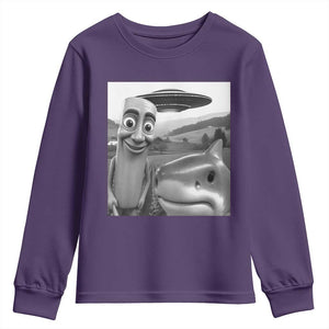Funny Italian Brainrot Meme Youth Sweatshirt Funny Tung Tung Tung Sahur Tralalero Tralala Selfie TS10 Purple Print Your Wear