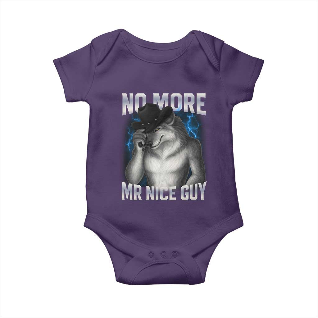 Funny Alpha Wolf Baby Onesie No More Mr Nice Guy Unhinged Brainrot Meme Vintage Bootleg TS10 Purple Print Your Wear
