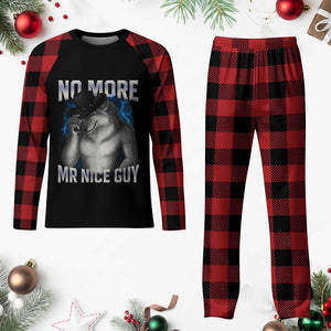 Funny Alpha Wolf Plaid Pajama Set No More Mr Nice Guy Unhinged Brainrot Meme Vintage Bootleg TS10 Buffalo Plaid Print Your Wear