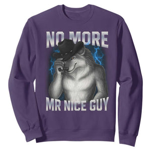 Funny Alpha Wolf Sweatshirt No More Mr Nice Guy Unhinged Brainrot Meme Vintage Bootleg TS10 Purple Print Your Wear