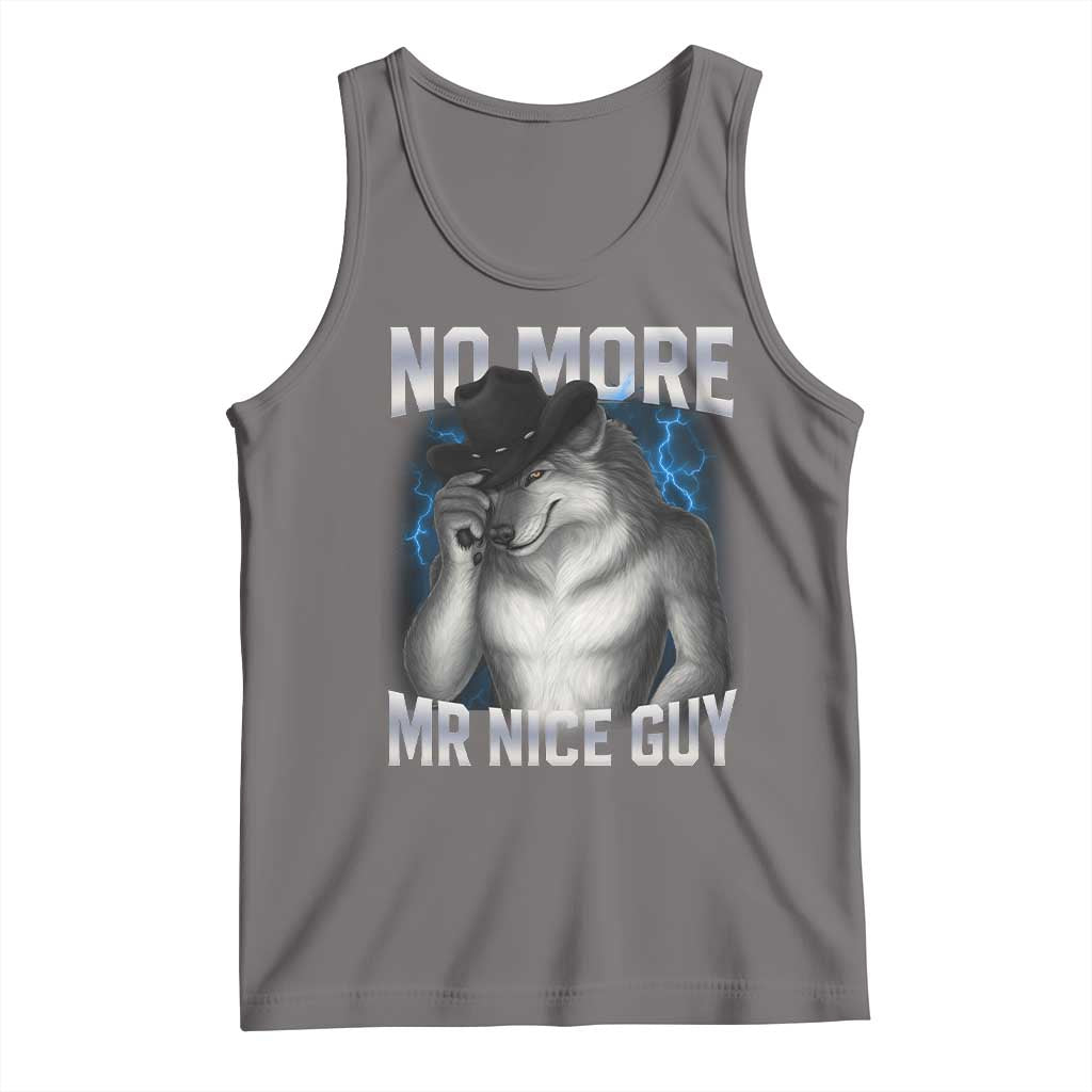 Funny Alpha Wolf Tank Top No More Mr Nice Guy Unhinged Brainrot Meme Vintage Bootleg TS10 Deep Heather Print Your Wear