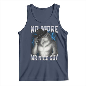 Funny Alpha Wolf Tank Top No More Mr Nice Guy Unhinged Brainrot Meme Vintage Bootleg TS10 Navy Print Your Wear