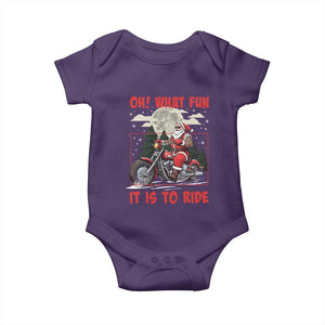 Motorcycle Biker Santa Christmas Baby Onesie Oh What Fun It is To Ride TS10 Purple Print Your Wear