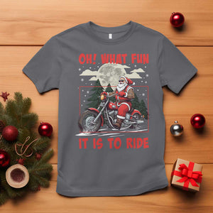 Motorcycle Biker Santa Christmas T Shirt Oh What Fun It is To Ride TS10 Charcoal Print Your Wear