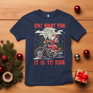 Motorcycle Biker Santa Christmas T Shirt Oh What Fun It is To Ride TS10 Navy Print Your Wear
