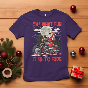 Motorcycle Biker Santa Christmas T Shirt Oh What Fun It is To Ride TS10 Purple Print Your Wear