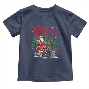 Christmas Motorcycle Santa Baby Shirt Funny Motorbike Rider Grandpa Merry Xmas TS10 Navy Print Your Wear