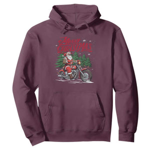 Christmas Motorcycle Santa Hoodie Funny Motorbike Rider Grandpa Merry Xmas TS10 Maroon Print Your Wear