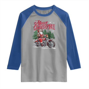 Christmas Motorcycle Santa Raglan Shirt Funny Motorbike Rider Grandpa Merry Xmas TS10 Sport Gray Royal Print Your Wear