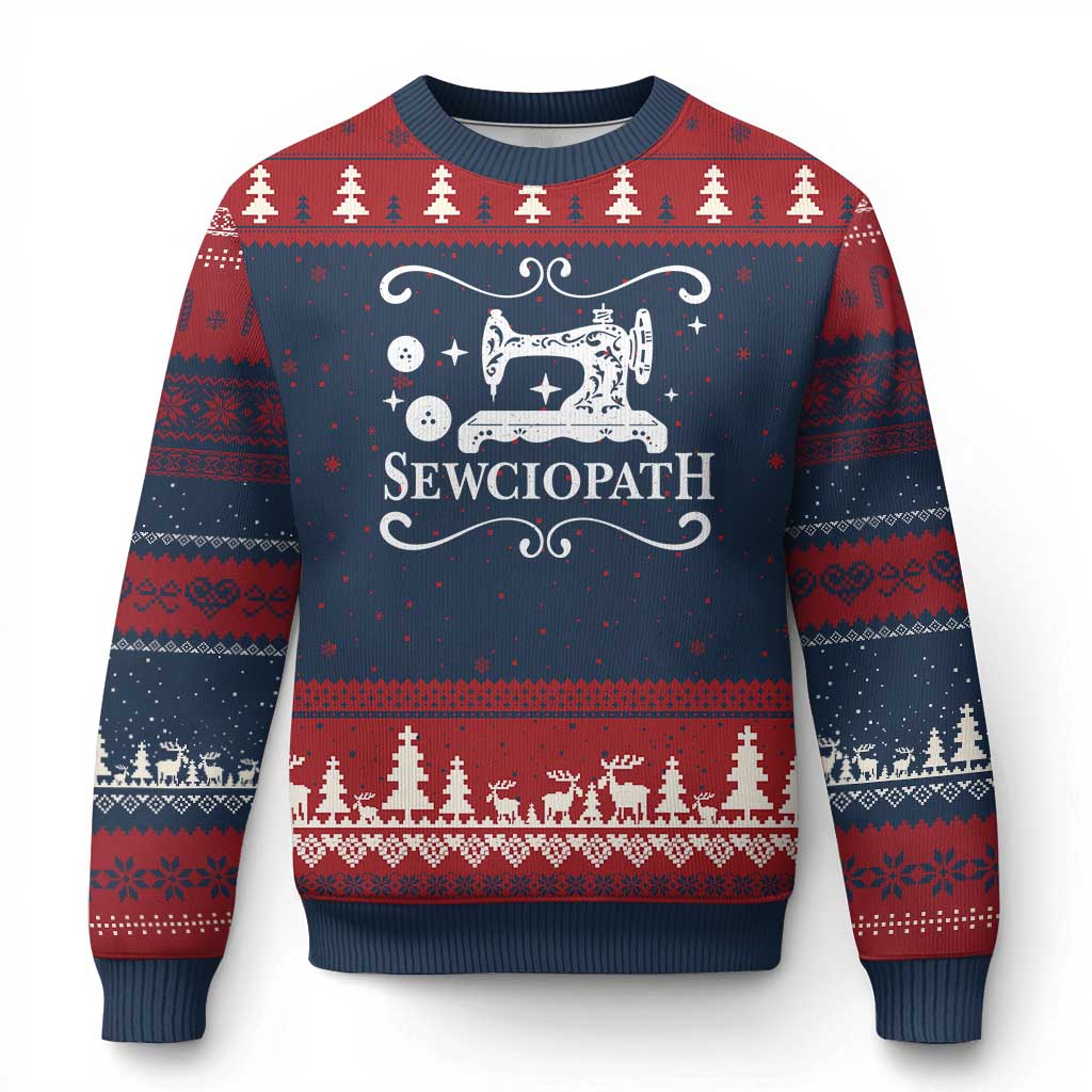 Sewing Lover Ugly Christmas Sweater Sewciopath Quilter Gift TS10 Navy Red Print Your Wear