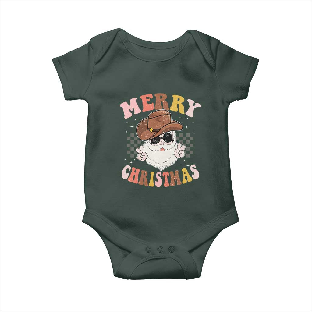 Christmas Cowboy Baby Onesie Vintage 90s Western Groovy Santa Claus Xmas Vibes TS10 Print Your Wear