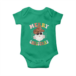 Christmas Cowboy Baby Onesie Vintage 90s Western Groovy Santa Claus Xmas Vibes TS10 Irish Green Print Your Wear