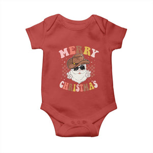 Christmas Cowboy Baby Onesie Vintage 90s Western Groovy Santa Claus Xmas Vibes TS10 Red Print Your Wear