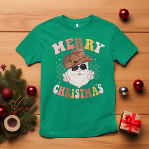 Christmas Cowboy T Shirt Vintage 90s Western Groovy Santa Claus Xmas Vibes TS10 Irish Green Print Your Wear
