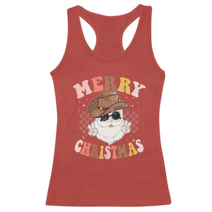 Christmas Cowboy Racerback Tank Top Vintage 90s Western Groovy Santa Claus Xmas Vibes TS10 Red Print Your Wear
