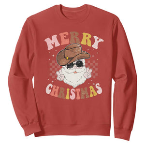 Christmas Cowboy Sweatshirt Vintage 90s Western Groovy Santa Claus Xmas Vibes TS10 Red Print Your Wear