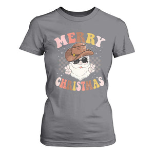 Christmas Cowboy T Shirt For Women Vintage 90s Western Groovy Santa Claus Xmas Vibes TS10 Charcoal Print Your Wear
