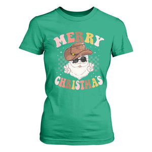 Christmas Cowboy T Shirt For Women Vintage 90s Western Groovy Santa Claus Xmas Vibes TS10 Irish Green Print Your Wear
