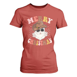 Christmas Cowboy T Shirt For Women Vintage 90s Western Groovy Santa Claus Xmas Vibes TS10 Red Print Your Wear