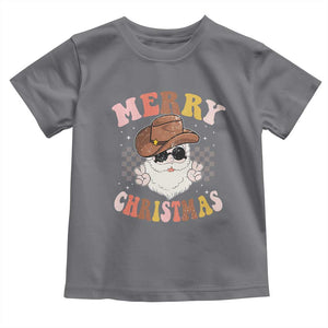 Christmas Cowboy Toddler T Shirt Vintage 90s Western Groovy Santa Claus Xmas Vibes TS10 Charcoal Print Your Wear