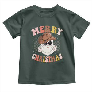 Christmas Cowboy Toddler T Shirt Vintage 90s Western Groovy Santa Claus Xmas Vibes TS10 Dark Forest Green Print Your Wear