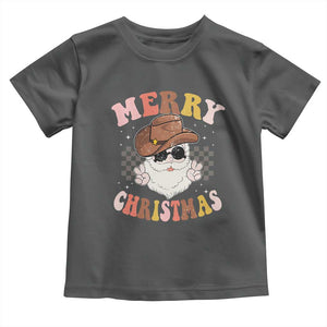 Christmas Cowboy Toddler T Shirt Vintage 90s Western Groovy Santa Claus Xmas Vibes TS10 Dark Heather Print Your Wear