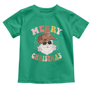 Christmas Cowboy Toddler T Shirt Vintage 90s Western Groovy Santa Claus Xmas Vibes TS10 Irish Green Print Your Wear