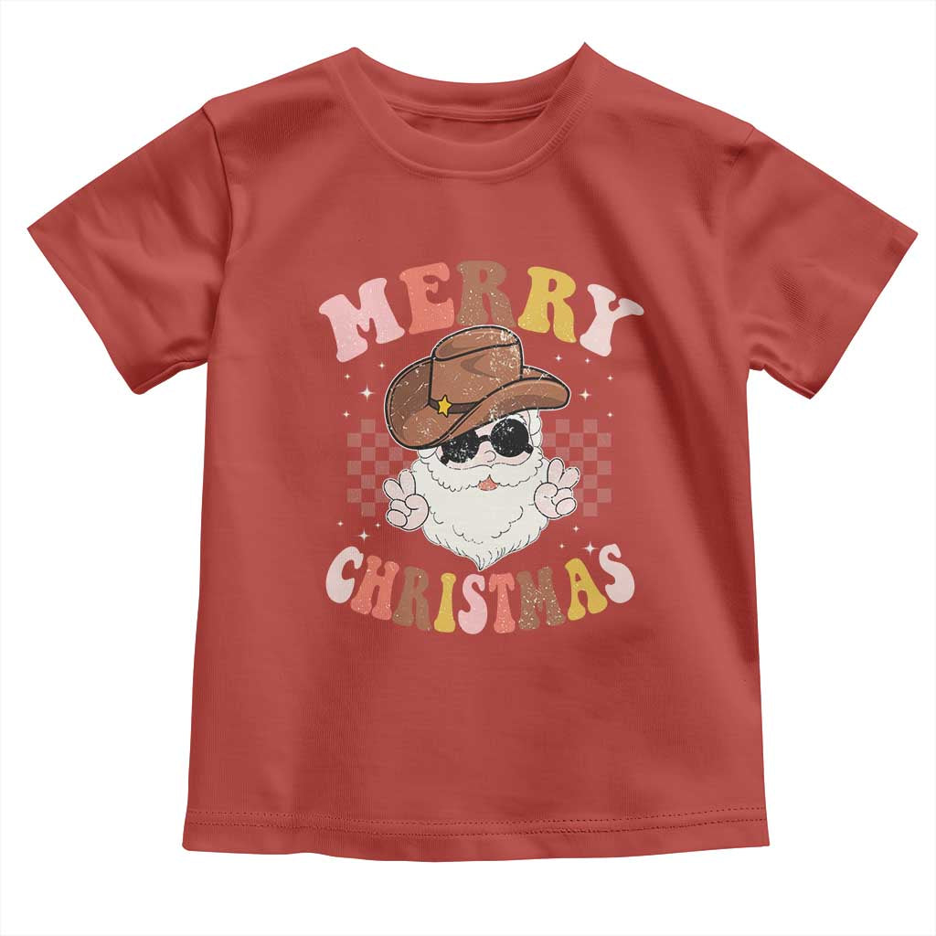 Christmas Cowboy Toddler T Shirt Vintage 90s Western Groovy Santa Claus Xmas Vibes TS10 Red Print Your Wear