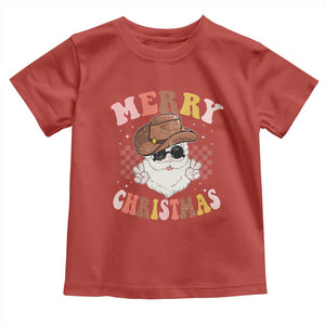 Christmas Cowboy Toddler T Shirt Vintage 90s Western Groovy Santa Claus Xmas Vibes TS10 Red Print Your Wear