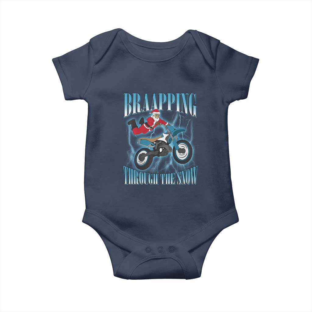 Dirt Bike Christmas Baby Onesie Brraaap Funny Motocross Biker Xmas Gift TS10 Navy Print Your Wear