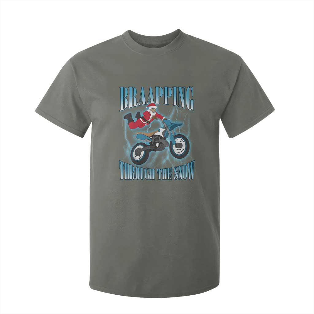 Dirt Bike Christmas T Shirt For Kid Brraaap Funny Motocross Biker Xmas Gift TS10 Military Green Print Your Wear