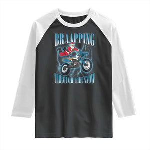 Dirt Bike Christmas Raglan Shirt Brraaap Funny Motocross Biker Xmas Gift TS10 Black White Print Your Wear