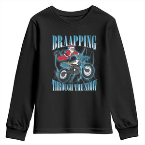 Dirt Bike Christmas Youth Sweatshirt Brraaap Funny Motocross Biker Xmas Gift TS10 Black Print Your Wear