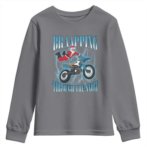 Dirt Bike Christmas Youth Sweatshirt Brraaap Funny Motocross Biker Xmas Gift TS10 Charcoal Print Your Wear