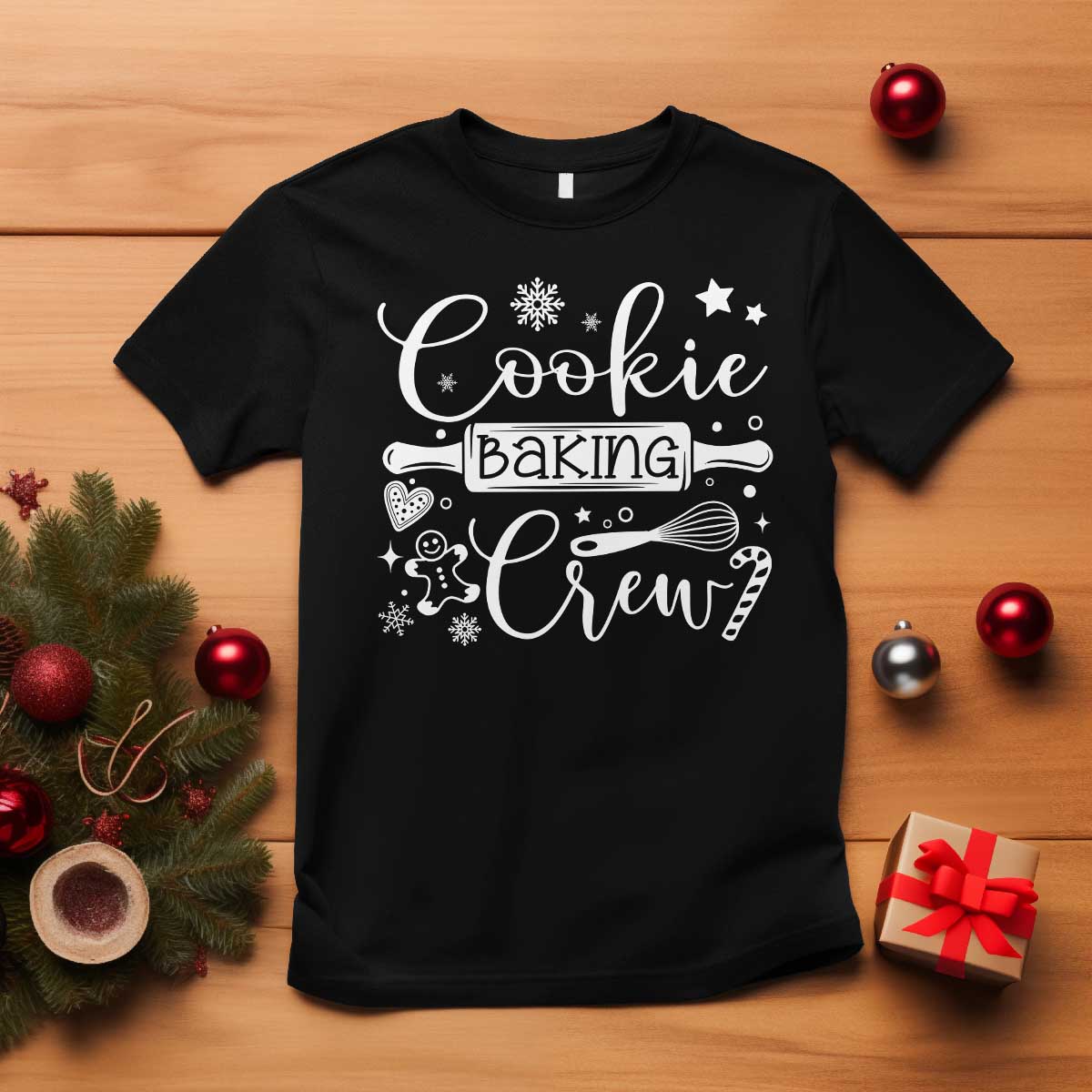 Family Baking Team T Shirt Funny Cookie Christmas Cookie Baking Crew TS10 Black Print Your Wear