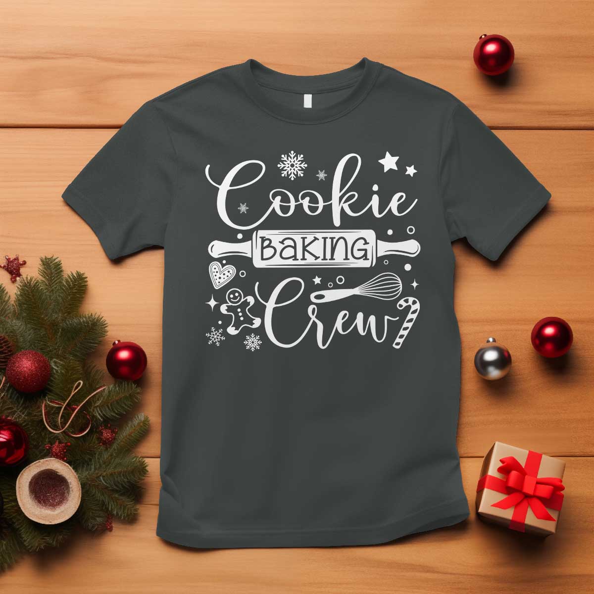 Family Baking Team T Shirt Funny Cookie Christmas Cookie Baking Crew TS10 Dark Heather Print Your Wear