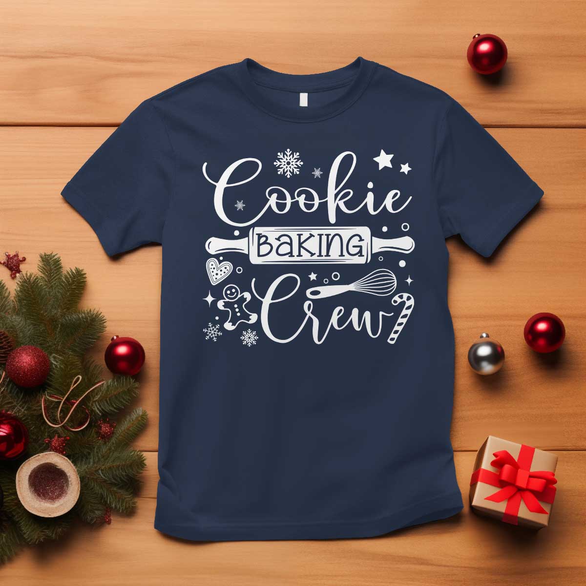 Family Baking Team T Shirt Funny Cookie Christmas Cookie Baking Crew TS10 Navy Print Your Wear