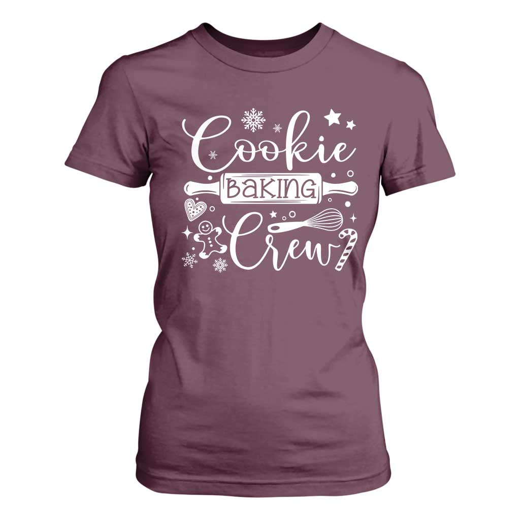 Family Baking Team T Shirt For Women Funny Cookie Christmas Cookie Baking Crew TS10 Maroon Print Your Wear