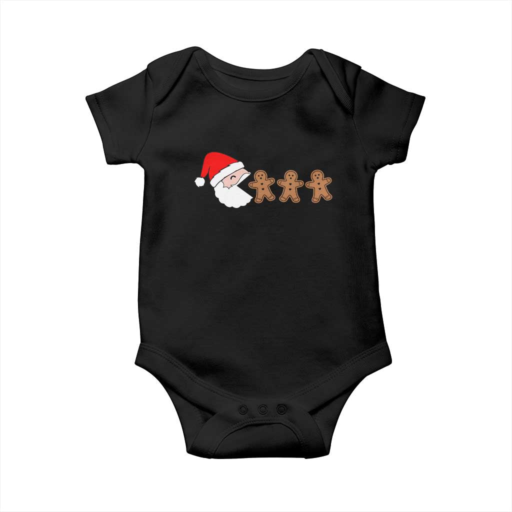 Funny Christmas Baby Onesie Santa Eating Gingerbread Men Gamer Men Women Kids TS10 Black Print Your Wear