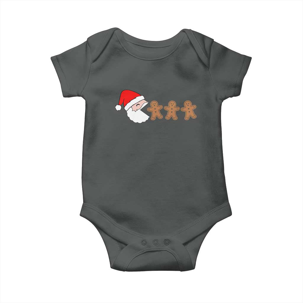 Funny Christmas Baby Onesie Santa Eating Gingerbread Men Gamer Men Women Kids TS10 Dark Heather Print Your Wear